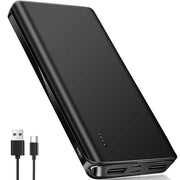 YELOMIN Portable Charger Power Bank, 20000mAh High Capacity, Dual USB Outputs, USB-C and Micro USB Inputs, Black