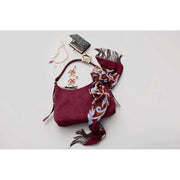 Scenario Women's Top Zipper Shoulder Bag, Merlot Wine, Faux Suede Finish, Adjustable Shoulder Strap