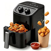Ostba 2.5QT Air Fryer, 1000W Compact Black Hot Air Fryer with Adjustable Temperature and 60-Minute Timer, Nonstick Dishwasher-Safe Basket