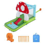 H2OGO! Mushroom Totlot Inflatable Bounce House with Slide, Splash Pool, Basketball Hoop, Indoor Outdoor Playset for Ages 3 and Up