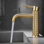 BiaoTeng Brushed Gold Bathroom Sink Faucet for 1 Hole, Single Handle Hot and Cold Brass Bathroom Faucets Basin Faucet Brushed Gold