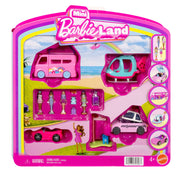 Mattel Barbie Mini BarbieLand 4-Pack Doll and Vehicle Set with 4 Posable 1.5-Inch Dolls and 4 Miniature Vehicles Including DreamCamper, Convertible, Helicopter, Taxi, JGW14