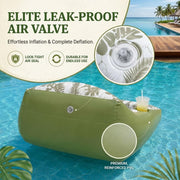 AAmyb 3-in-1 Inflatable Pool Lounge Chair with Breathable Mesh Seat, Built-in Cup Holder, Heavy Duty PVC, Green, 33.86 x 33.07 in