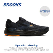 Brooks Adrenaline GTS 24 Running Shoes for Men, GuideRails Support, Black/Country Blue/Orange, Size 8.5 Medium, 110437-76