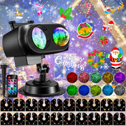 Trysworso Holiday Projector Lights, Dual Projection with 20 Interchangeable Slides and 10 Ripple Effects, Remote Control, Adjustable 180 Angle, IP44 Waterproof for Indoor Outdoor Use