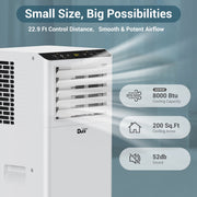 DuraComfort Portable Air Conditioner 8000 BTU, 3-in-1 AC Unit with Dehumidifier and Fan, Remote Control, 24H Timer, for Room up to 200 Sq.Ft