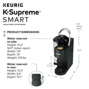 Keurig 500.0367509 K-Supreme SMART Coffee Maker, MultiStream Technology, Brews 6-12oz Cup Sizes, Black