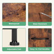 JIOABL TV Cabinet Stand with 5 Fabric Drawers, Adjustable Feet, Rustic Brown