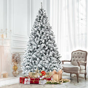 Costway CM22068 Unlit Premium Snow Flocked Hinged Artificial Christmas Tree with Metal Stand 7.5 ft.