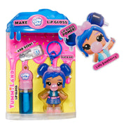 MGA Entertainment Yummiland Licensed Sweets Lip Gloss Doll with DIY Blue Raspberry Blow Pop Lip Gloss, Removable Keychain, Articulated 4-Inch Figure