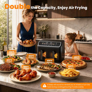 Patbrela 10QT Air Fryer Oven Dual Basket with SYNC Smart Synchronization, Independent Dual Controls, 7 Presets, 1700W, LED Color Display, AF309