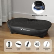 MERACH Vibration Plate Exercise Machine with Resistance Bands, LED Touch Screen, 150W Power, Black - Material: ABS