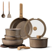 CAROTE A13097 17-Piece Nonstick Cookware Set with Detachable Handle, 17