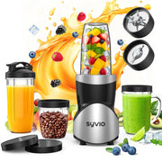 Syvio Smoothie Blender, 900W High-Torque Motor, 24oz Capacity, 4 BPA-Free Portable Cups, 15-Piece Kitchen Personal Blender and Grinder Combo, SM10