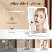 Behome Travel Makeup Mirror with 72 LED Lights, 3 Color Modes, Adjustable Brightness and Angle, Foldable Vanity Mirror, White, CP-C793