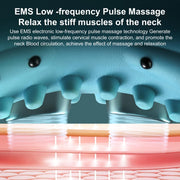 INSMART Neck Massager with EMS Pulse Technology, 6-Level Intensity, Magnetic Heat Massage, Portable Cervical Relief, Blue