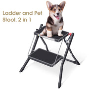 Kingrack 2 Step Ladder Folding Stool, Heavy Duty 330 Lb Capacity, Non-Slip Wide Platform, Lightweight Aluminum, Black, WK2031-B