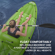 Bestway Hydro-Force Koracle X1 Inflatable Fishing Kayak, 9 ft 4 in, Lightweight Green, Single Seat, 1065097USX23