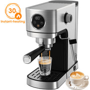 WHALL 20 Bar Espresso Machine with Touchscreen, Milk Frother Steam Wand, Stainless Steel, 40oz Water Tank, 1350W, 007