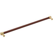 Signature Hardware Lazzara 24 Inch Center to Center Brown Leather Appliance Pull, Champagne Bronze, Zinc 954067-24