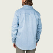 Marsh Wear Clothing MWW2025 Men's Casual Light Washed Cotton Blend Shirts w/Dual Chest Pockets, M, Light Denim
