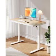 CHITOOMA Electric Standing Desk, One Piece, Height Adjustable 28.3-46.5in, Maple Wood-Top, USB Charging Ports, Drawer, 48in x 24in