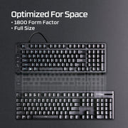 HyperX Eve 1800 Wired Gaming Keyboard, RGB Lighting, Spill Resistant, 98-Key Layout, Black
