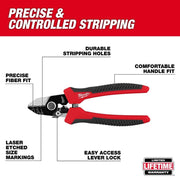 Milwaukee Electric Tri-Hole Fiber Stripper, Precision-Controlled, Black/Red, 48-22-3013