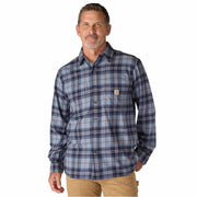 Carhartt Men's Rugged Flex Relaxed Fit Midweight Flannel Long-Sleeve Plaid Shirt, Light Faded Navy, Medium, 107010