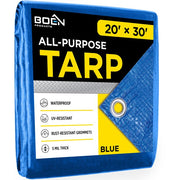Boen BT-2030 Multi-Purpose 20 X 30 Blue Poly Tarp, 20' x 30'