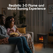 Tzumi 30387 Cozi Portable Stove Heater, Electric Heater with Life-Like 3-D Flame Effect, Dual Heat Levels, Fan-Powered Air Circulation, Black, 18 Inch