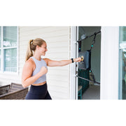 Quiet Punch Doorway Punching Bag, Portable Home Boxing Trainer with Phone Holder and App, Black, Compact 28-36 in