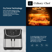 Culinary Chef 8.45-Quart Electric Air Fryer with 360 Fry Force Technology, Touch Panel Control, Adjustable Temperature 170-400F, 1700W, CCAF806