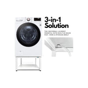 EZ Laundry Ezlaundry_27_White Pedestal for Washer/Dryer, 27 Anti-Vibration Steel Stand with Adjustable Feet Elevates 16 Includes Drain Pan & Hose (White)