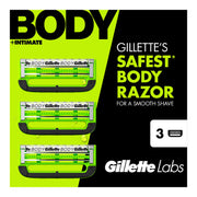 GilletteLabs Body + Intimate Men's Replacement Razor Blade Refills, Triple Defense System, Black, 3 Count