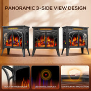 Electactic Electric Fireplace Heater, 25 in, 3D Realistic Flame Effect, Overheat Protection, Remote Control, 500W/1500W, Black