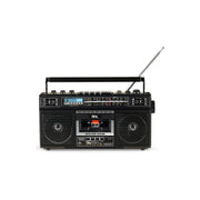QFX J-220BT ReRun X Cassette Player Boombox with 4-Band Radio, MP3 Converter, and Bluetooth