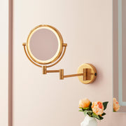 Signature Hardware SH662008BG Harbin Magnifying Double-Sided Wall-Mount Lighted Makeup Mirror - Brushed Gold