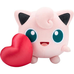 Wicked Cool Toys Pokmon Jigglypuff Plush with Valentines Day Heart Accessory, 8-Inch Soft Stuffed Animal Toy, Generation 1 Figure WT95232