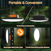 COSJM 8800mAh LED Camping Lantern, Rechargeable, 6000 Lumens Portable Tent Light with Magnetic Base, Hook, Power Bank Function, IPX5 Waterproof, Black, FDD001