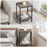 JOZ 3-Piece Coffee and End Table Set, Rock Gray - Rustic Rock Gray Elegance with Sturdy Metal Frames