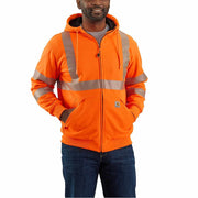 Carhartt Men's High Visibility Thermal Lined Full Zip Sweatshirt, Loose Fit, Brite Orange, Medium, 104988