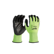 Milwaukee 48-73-8934B 12 Pk High Visibility Level 3 Cut Resistant Polyurethane Dipped Work Gloves, 2XL Yellow