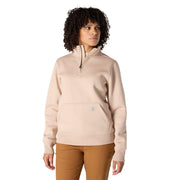 Carhartt Women's Clarksburg Quarter-Zip Sweatshirt, Relaxed Fit, Midweight Cotton-Polyester Blend, Mock Neck, Light Taupe Heather, Medium, 105295