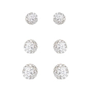 Brilliance Fine Jewelry Sterling Silver Crystal Ball Stud Earring 3-Piece Set S900233RRW.WM