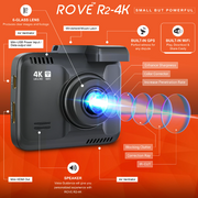 Rove R2-4K Dash Cam for Car Built-in WiFi GPS Car Dashboard Camera Recorder with UHD 2160P LCD Display, 150 Wide Angle