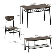Ktaxon 6-Piece Dining Room Set Modern Kitchen Table Set with 4 Chairs, Brown - Durable