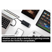 Samsung T5 EVO External Solid State Drive, 4TB, USB 3.2 Gen 1, Up to 460MB/s Read and Write Speeds, Shock Resistant, Black, MU-PH4T0S/AM
