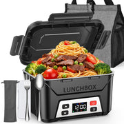 VicTsing Cordless Electric Lunch Box, Portable Food Warmer with 8000mAh Rechargeable Battery, 1.3L Capacity, Removable Divider, Black