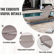 Geemuslly Outdoor Chaise Lounge Cushion, Waterproof, Fade Resistant, Non-Slip with Ties, 72x21 Inch, Khaki, 2 Pieces